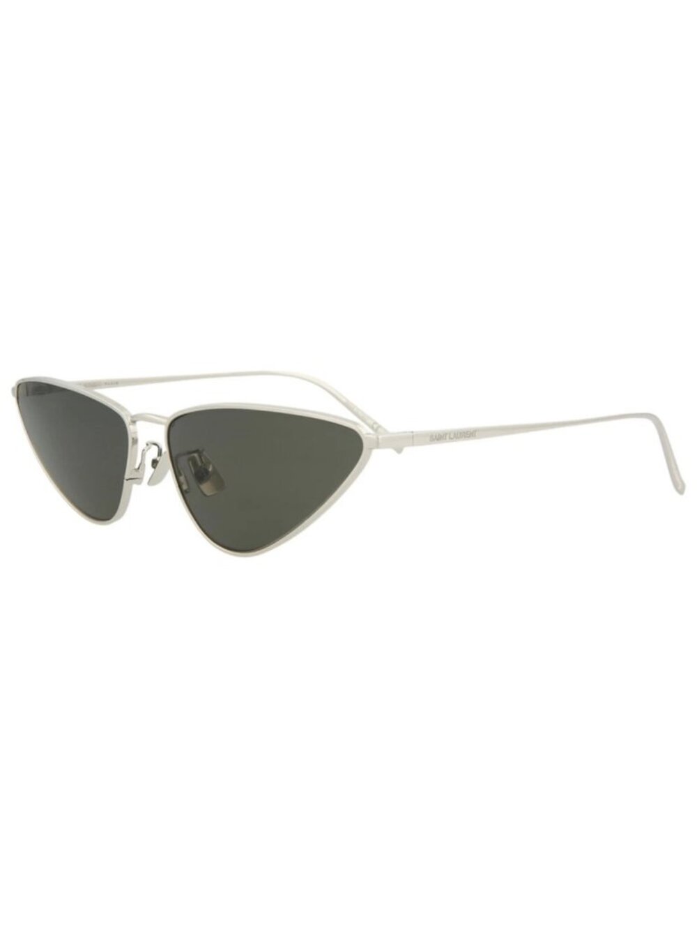 New Saint Laurent Women's Sunglasses Cat Eye Metal Frame Silver Silver Grey